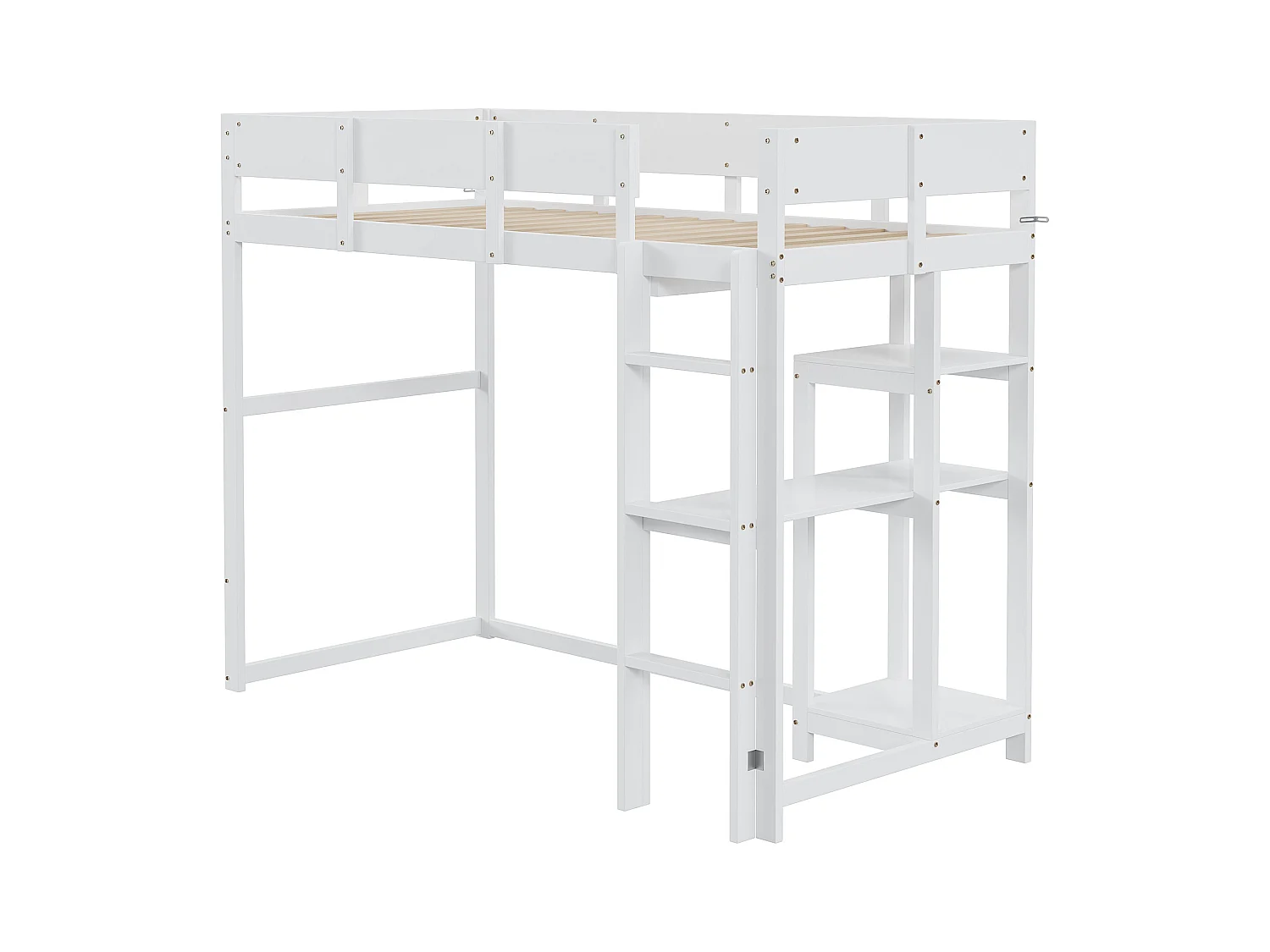 Kinder-Etagenbett 90 x 200 cm mit Ablageboden - Kiefernholz und MDF - weiß