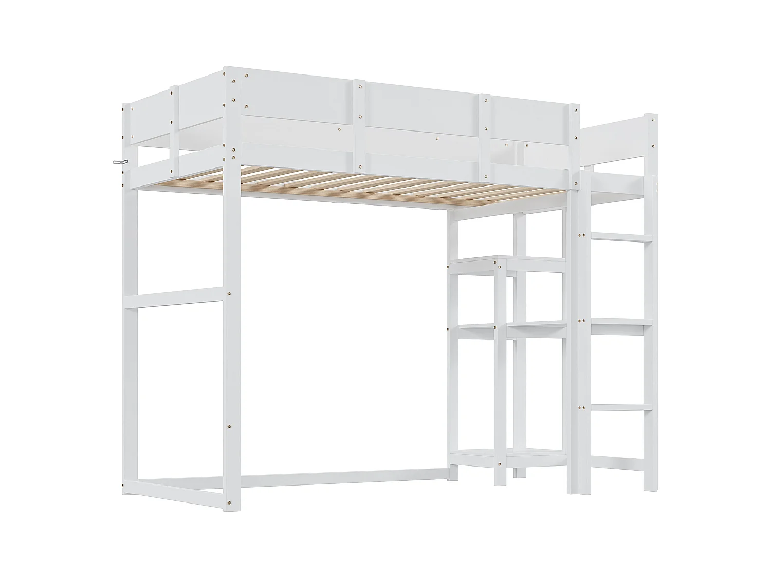 Kinder-Etagenbett 90 x 200 cm mit Ablageboden - Kiefernholz und MDF - weiß