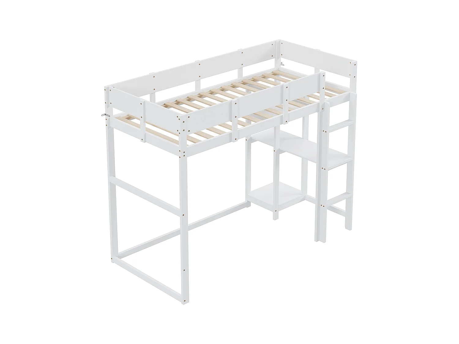 Kinder-Etagenbett 90 x 200 cm mit Ablageboden - Kiefernholz und MDF - weiß