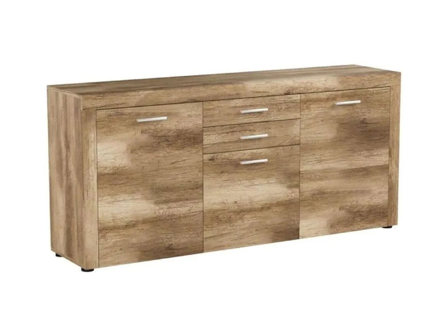 Aparador 2 Puertas y 3 Cajones, Buffet para Salón, Armario Auxiliar, Acabado en Color Cañon, Medidas: 166,8 cm (Ancho) x 77 cm (Alto) x 41 cm (Fondo)