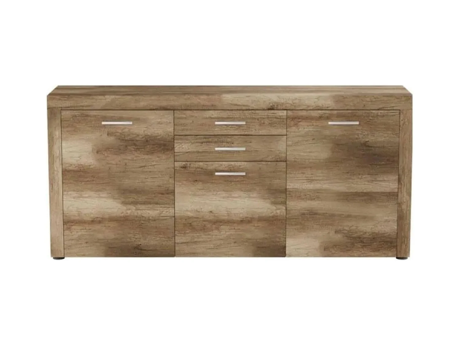 Aparador 2 Puertas y 3 Cajones, Buffet para Salón, Armario Auxiliar, Acabado en Color Cañon, Medidas: 166,8 cm (Ancho) x 77 cm (Alto) x 41 cm (Fondo)