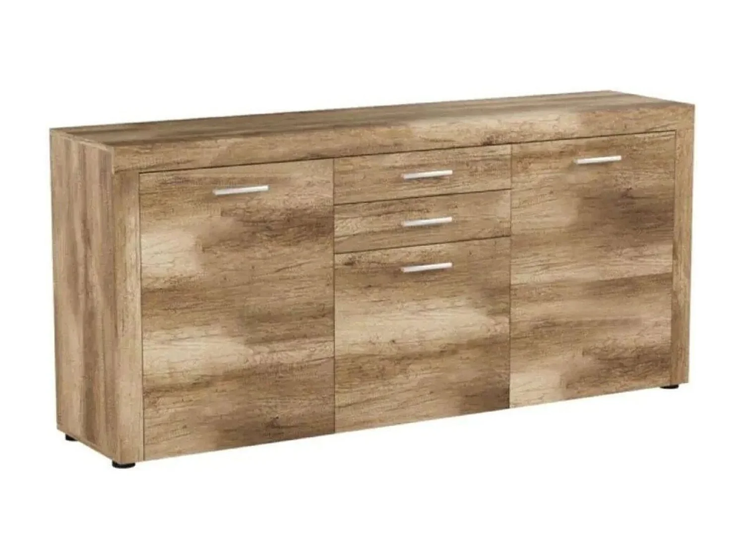 Aparador 2 Puertas y 3 Cajones, Buffet para Salón, Armario Auxiliar, Acabado en Color Cañon, Medidas: 166,8 cm (Ancho) x 77 cm (Alto) x 41 cm (Fondo)