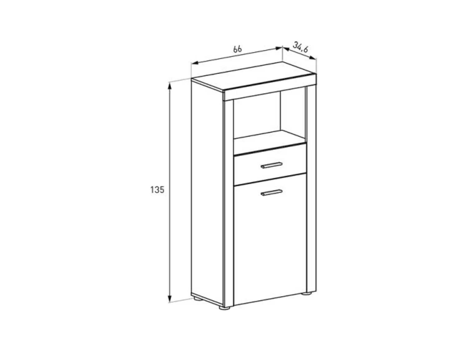 Bodeguero para Salón o Comedor, Práctico y Funcional, Color Cañon, Fácil de Montar, Madera, 135cm (Alto) x 66cm (Ancho) x 34,6cm (Fondo)