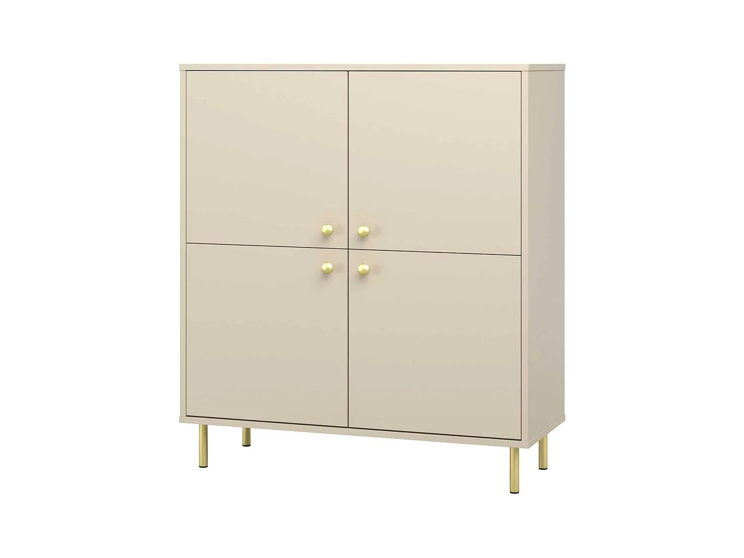 Cómoda Aparador Color Cachemira de 4 Puertas – 100x113x40 cm – Patas Doradas y Gran Capacidad