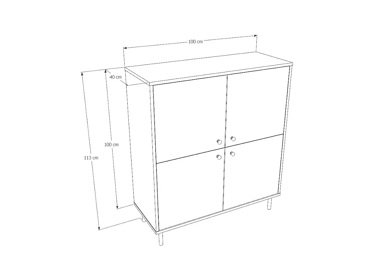 Cómoda Aparador Color Cachemira de 4 Puertas – 100x113x40 cm – Patas Doradas y Gran Capacidad