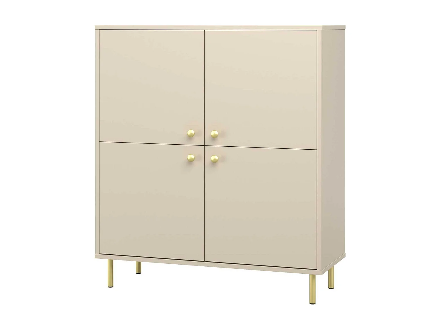 Cómoda Aparador Color Cachemira de 4 Puertas – 100x113x40 cm – Patas Doradas y Gran Capacidad