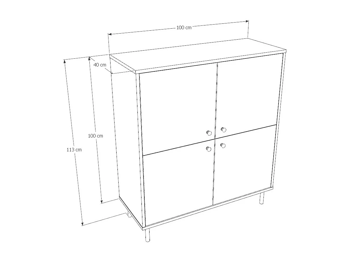 Cómoda Aparador Color Cachemira de 4 Puertas – 100x113x40 cm – Patas Doradas y Gran Capacidad