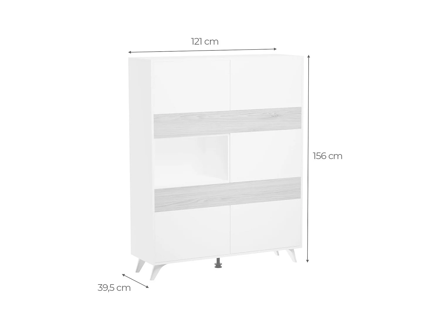 Mueble Vitrina para Salón o Comedor, Mueble de salón, Aparador cocina, Color Mauvella-rayas, Medidas: 120 cm (Ancho) x 156 cm (Alto) x 40 cm (Fondo).