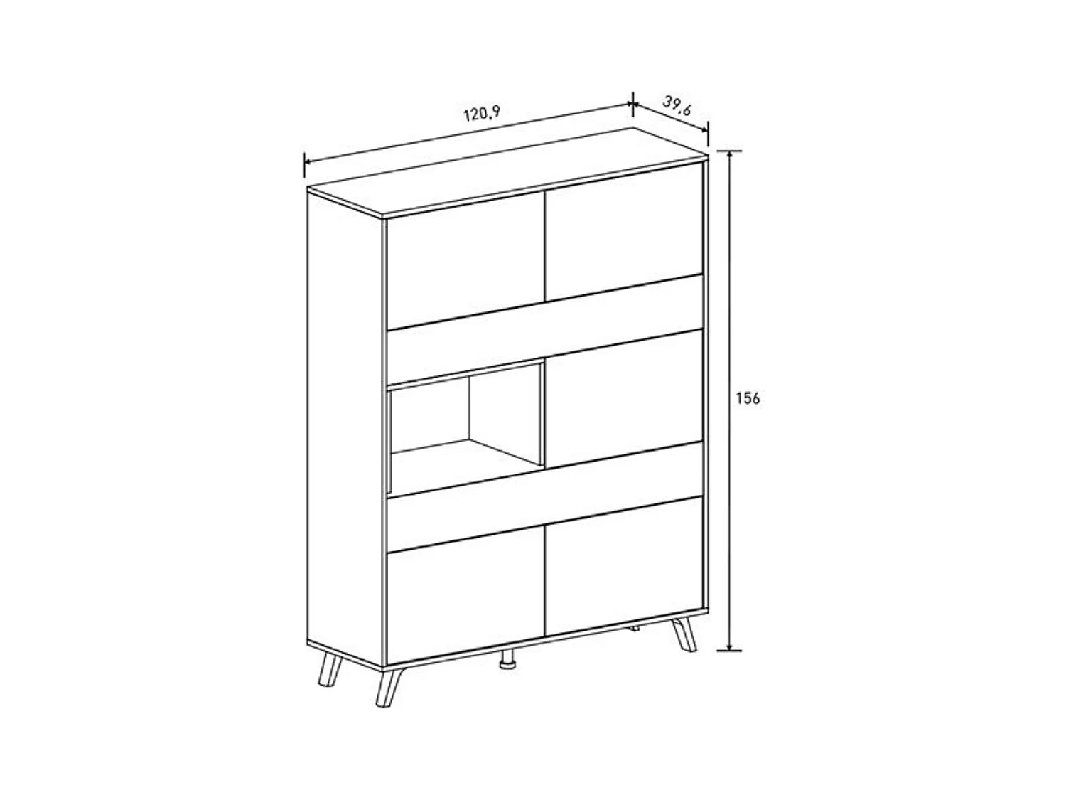 Mueble Vitrina para Salón o Comedor, Mueble de salón, Aparador cocina, Color Mauvella-rayas, Medidas: 120 cm (Ancho) x 156 cm (Alto) x 40 cm (Fondo).