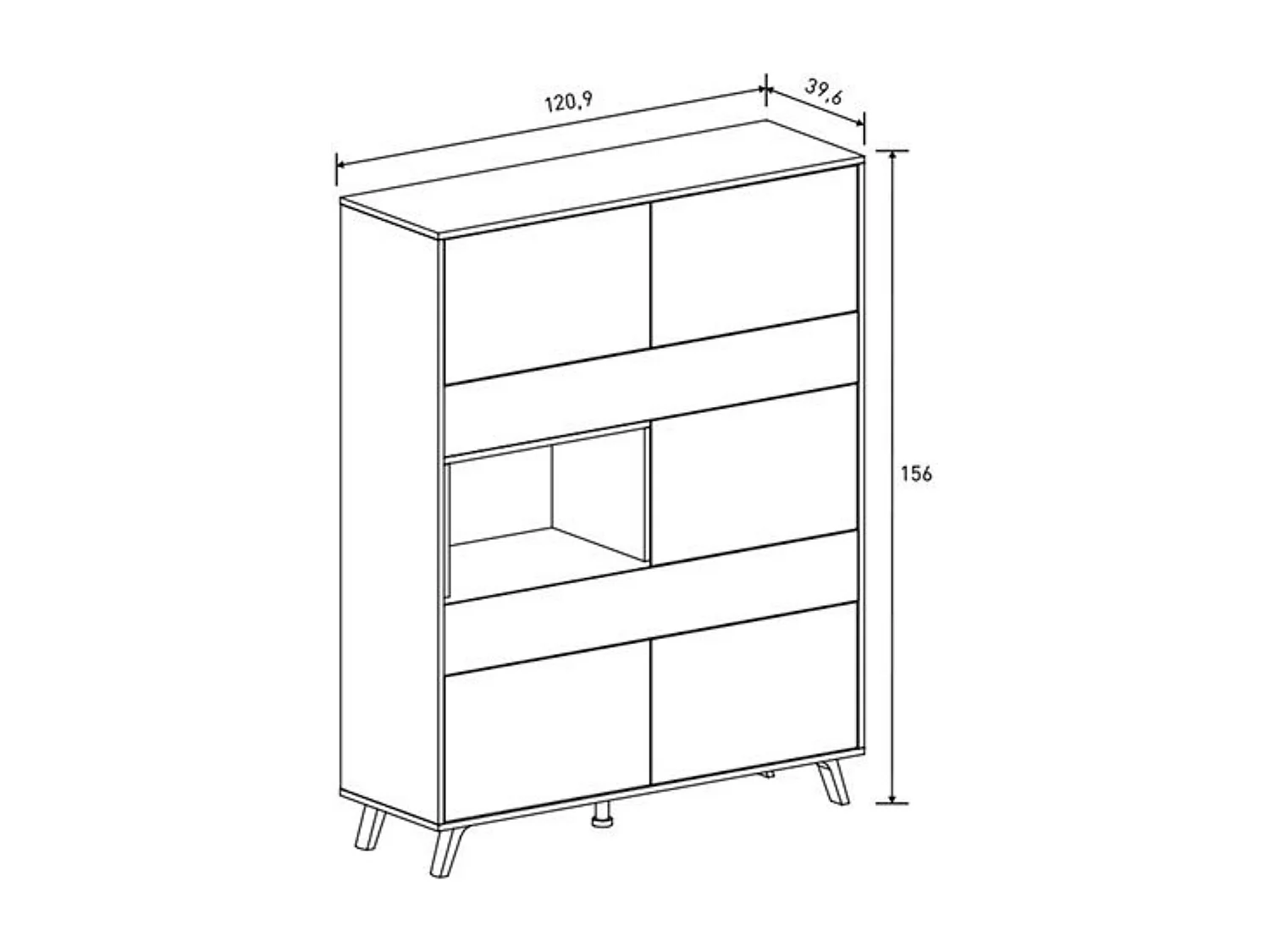 Mueble Vitrina para Salón o Comedor, Mueble de salón, Aparador cocina, Color Mauvella-rayas, Medidas: 120 cm (Ancho) x 156 cm (Alto) x 40 cm (Fondo).