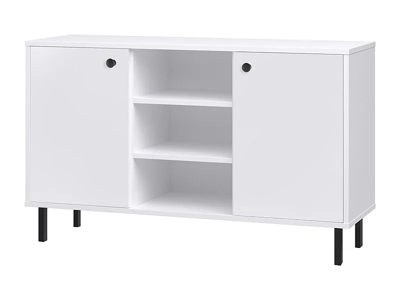 Cómoda Aparador de salón Color Blanco 137x40x73 cm con 2 Puertas y Estantes Abiertos – Diseño Elegante y Versátil para Salón, Dormitorio u Oficina