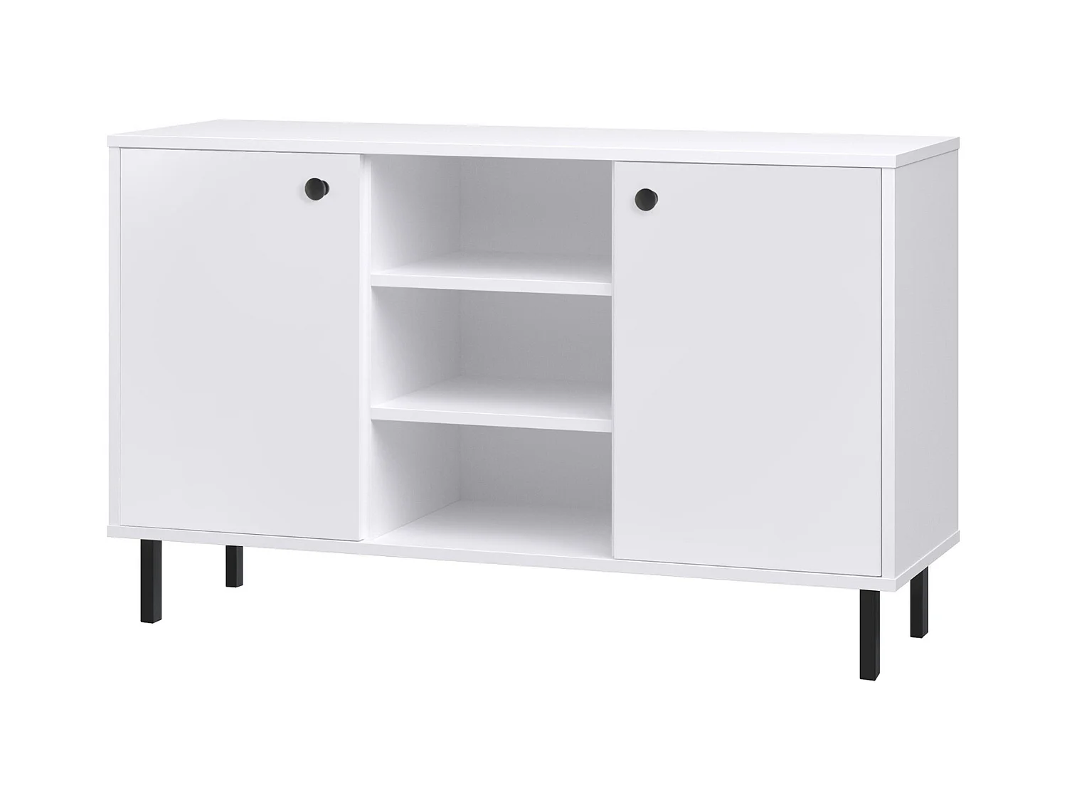 Cómoda Aparador de salón Color Blanco 137x40x73 cm con 2 Puertas y Estantes Abiertos – Diseño Elegante y Versátil para Salón, Dormitorio u Oficina