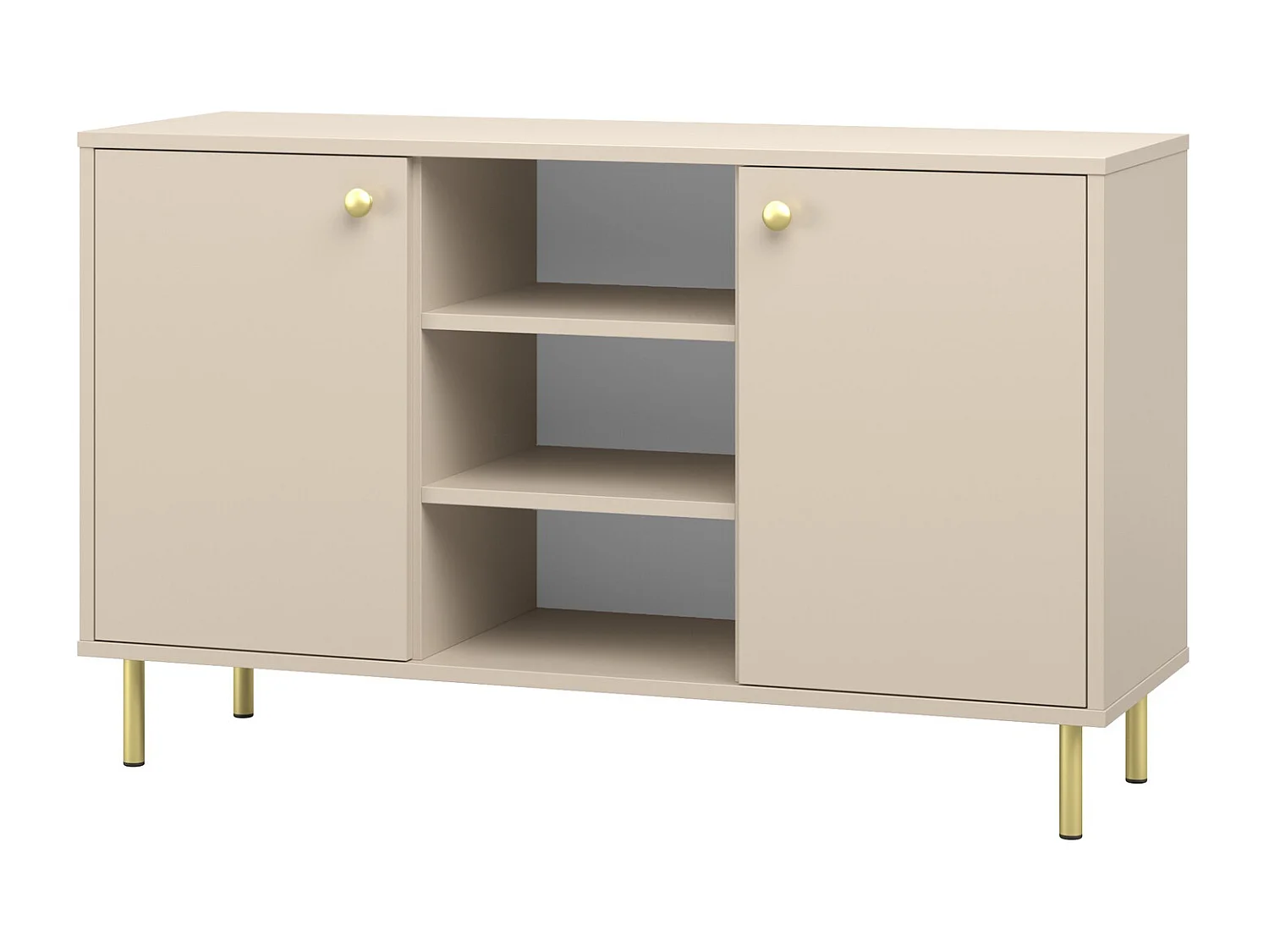 Cómoda Aparador de salón Color Cachemira 137x40x73 cm con 2 Puertas y Estantes Abiertos – Diseño Elegante y Versátil para Salón, Dormitorio u Oficina