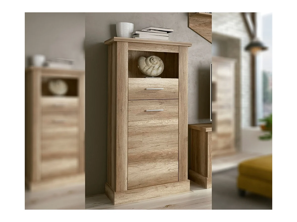 Bodeguero para Salón o Comedor, Práctico y Funcional, Color Cañón, Fácil de Montar, Madera, 135cm (Alto) x 66cm (Ancho) x 36,6cm (Fondo)