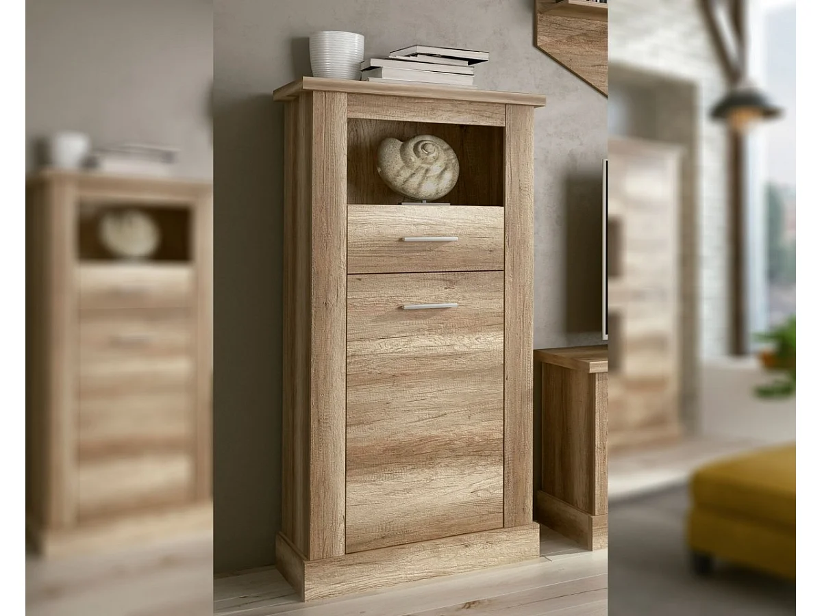 Bodeguero para Salón o Comedor, Práctico y Funcional, Color Cañón, Fácil de Montar, Madera, 135cm (Alto) x 66cm (Ancho) x 36,6cm (Fondo)