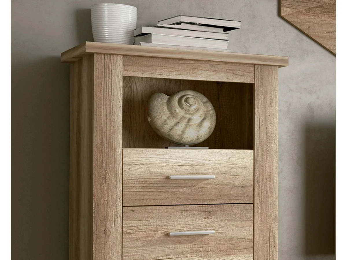 Bodeguero para Salón o Comedor, Práctico y Funcional, Color Cañón, Fácil de Montar, Madera, 135cm (Alto) x 66cm (Ancho) x 36,6cm (Fondo)