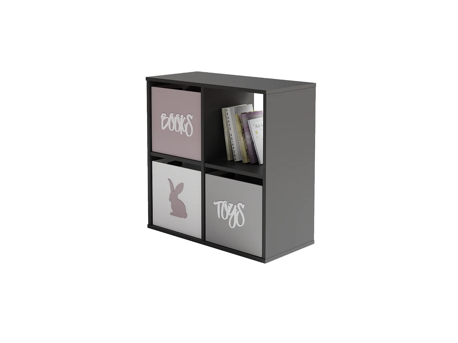 Mueble Estantería 2x2 Gris – Estilo Nórdico – Ideal para Salón, Dormitorio u Oficina