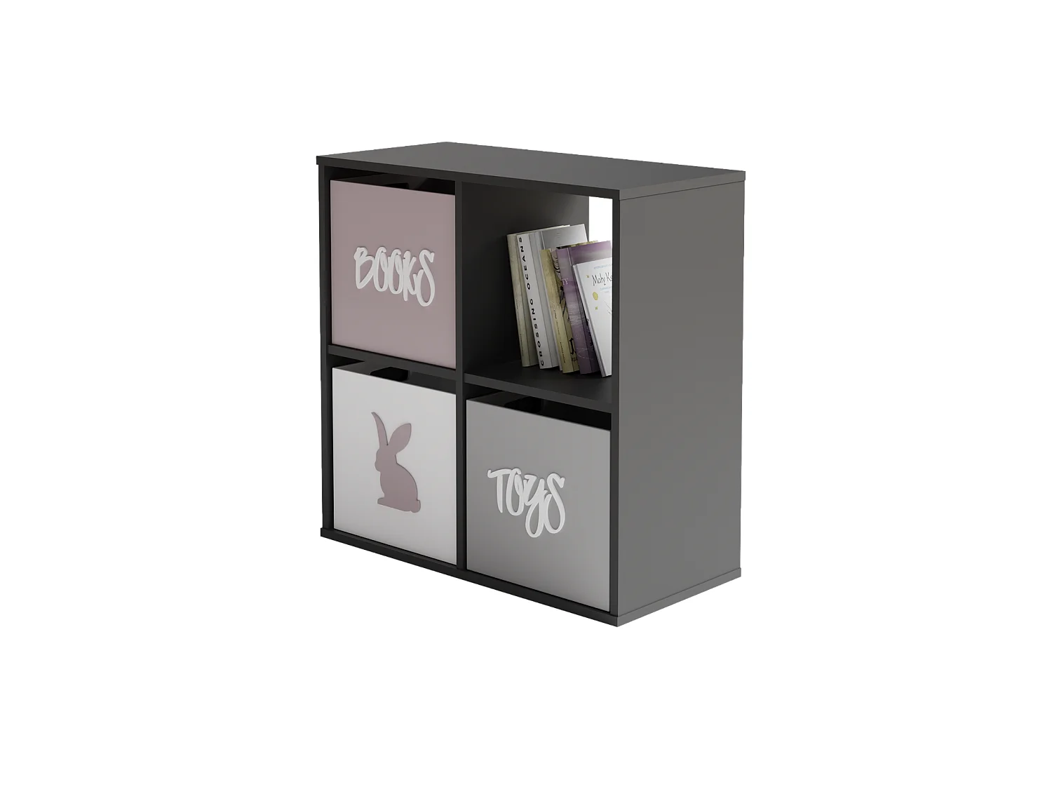 Mueble Estantería 2x2 Gris – Estilo Nórdico – Ideal para Salón, Dormitorio u Oficina