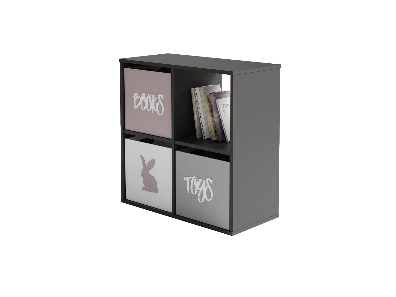 Mueble Estantería 2x2 Gris – Estilo Nórdico – Ideal para Salón, Dormitorio u Oficina