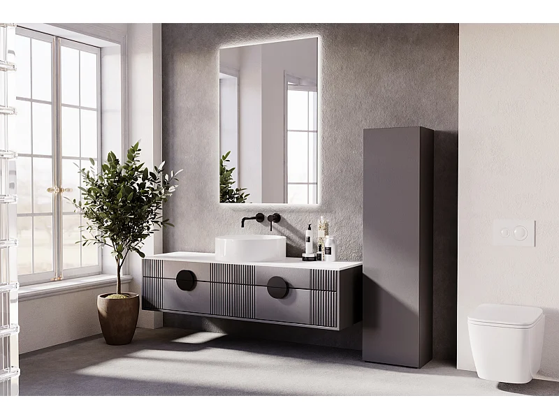 Estantería Librería Con Puerta Gris 160x40x30 cm – Estilo Escandinavo con Estantes Abiertos, Diseño Moderno y Funcional para Salón, Dormitorio