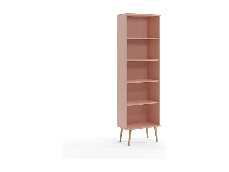 Estantería Escandinava Color Rosa con Patas de Madera – 180x40x32 cm – Ideal para Salón o Dormitorio