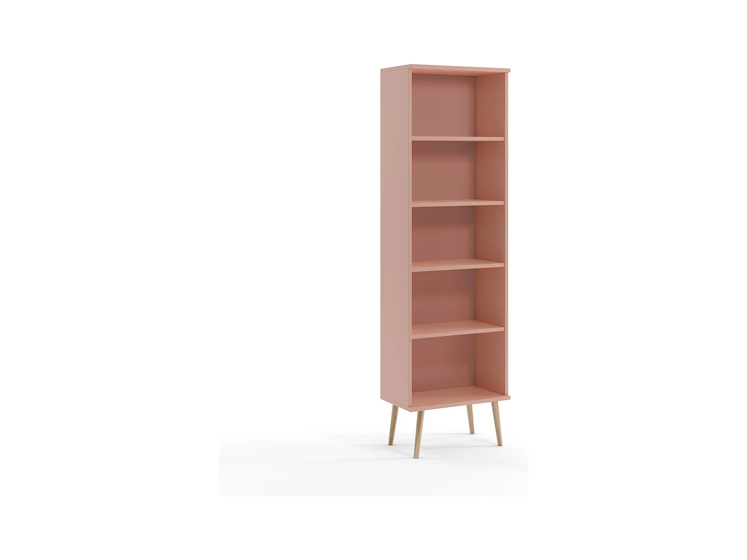 Estantería Escandinava Color Rosa con Patas de Madera – 180x40x32 cm – Ideal para Salón o Dormitorio