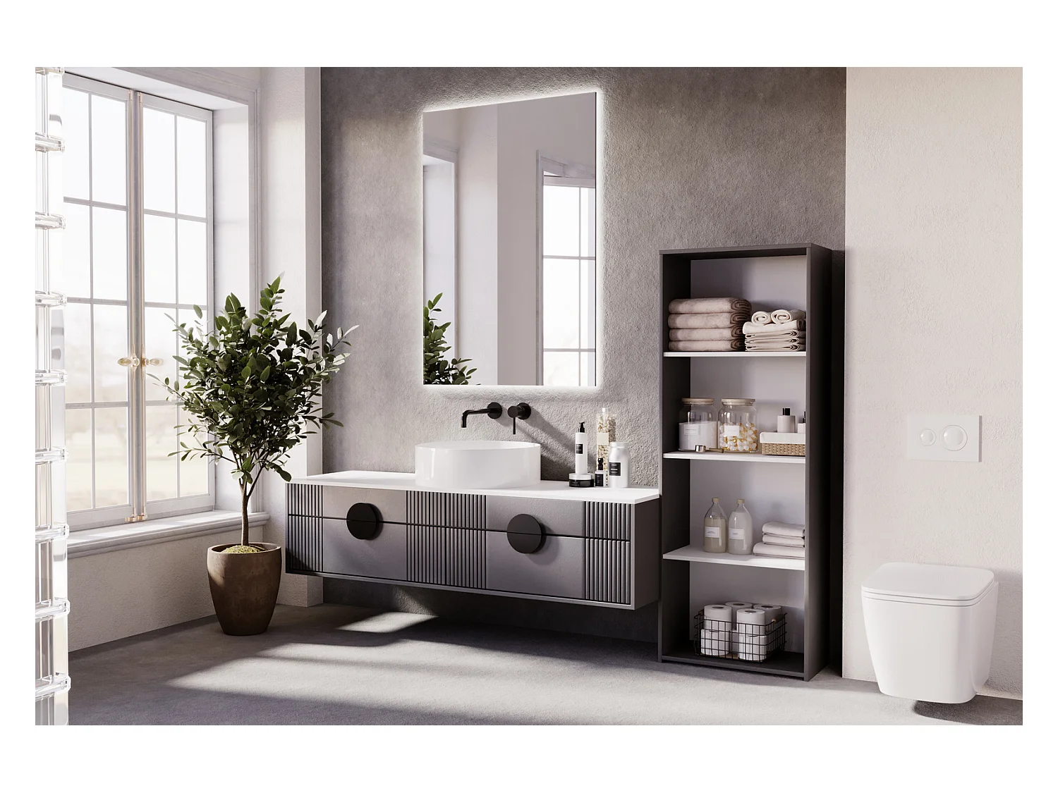 Estantería Librería Gris 160x60x30 cm – Estilo Escandinavo con Estantes Abiertos, Diseño Moderno y Funcional para Salón, Dormitorio u Oficina