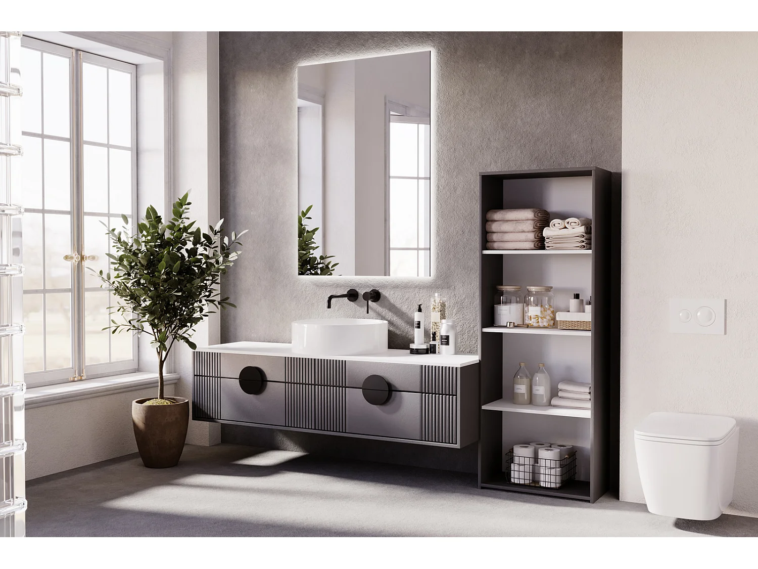 Estantería Librería Gris 160x60x30 cm – Estilo Escandinavo con Estantes Abiertos, Diseño Moderno y Funcional para Salón, Dormitorio u Oficina