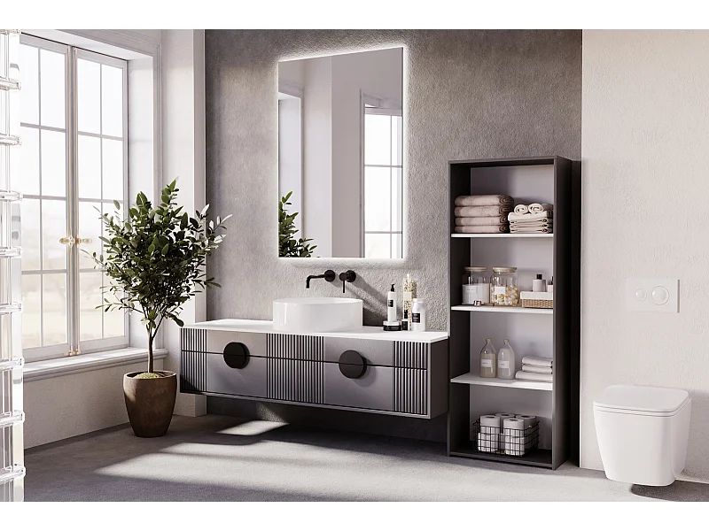 Estantería Librería Gris 160x60x30 cm – Estilo Escandinavo con Estantes Abiertos, Diseño Moderno y Funcional para Salón, Dormitorio u Oficina