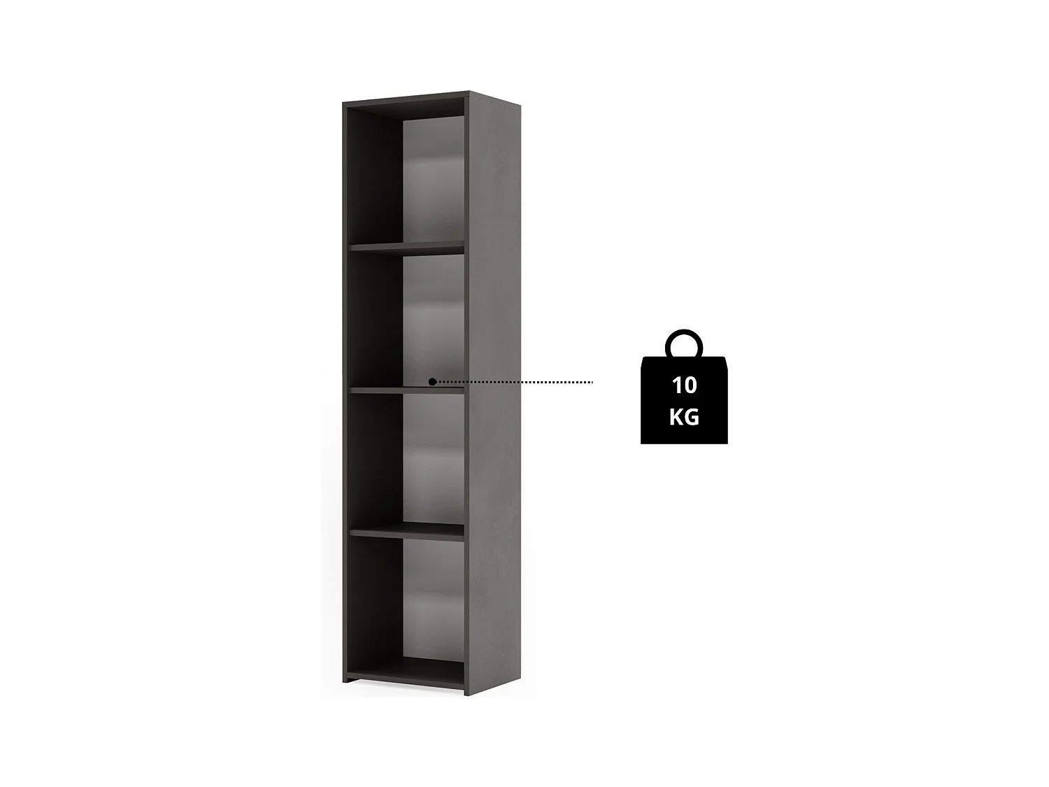 Estantería Librería Color Gris 160x40x30 cm – Estilo Escandinavo con Estantes Abiertos, Diseño Moderno y Funcional para Salón, Dormitorio u Oficina