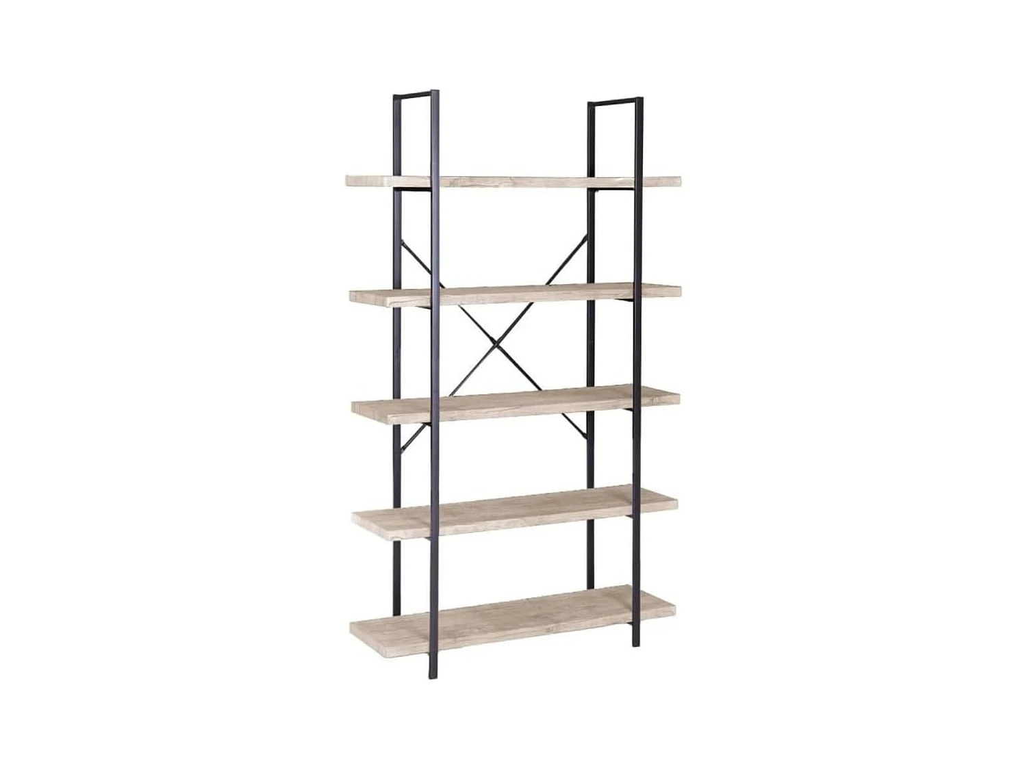 Estantería de Salón 5 Baldas – 100x32,5x174 cm, Estructura Metálica Negra y Baldas en Roble, Estilo Industrial Moderno, Capacidad 10 kg por Balda, KIT