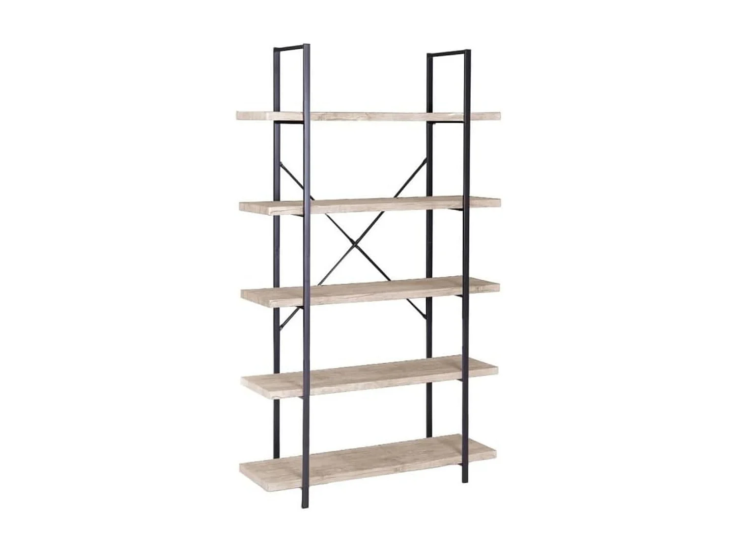 Estantería de Salón 5 Baldas – 100x32,5x174 cm, Estructura Metálica Negra y Baldas en Roble, Estilo Industrial Moderno, Capacidad 10 kg por Balda, KIT