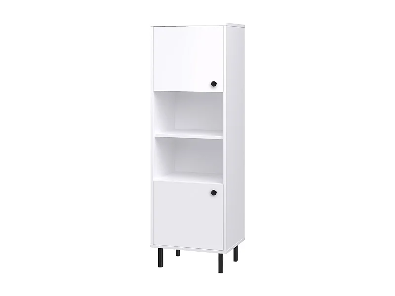 Estantería Columna 153x50x40 cm Color Blanco – Con 2 Puertas y Estantes Abiertos, Diseño Elegante y Funcional para Salón o Despacho