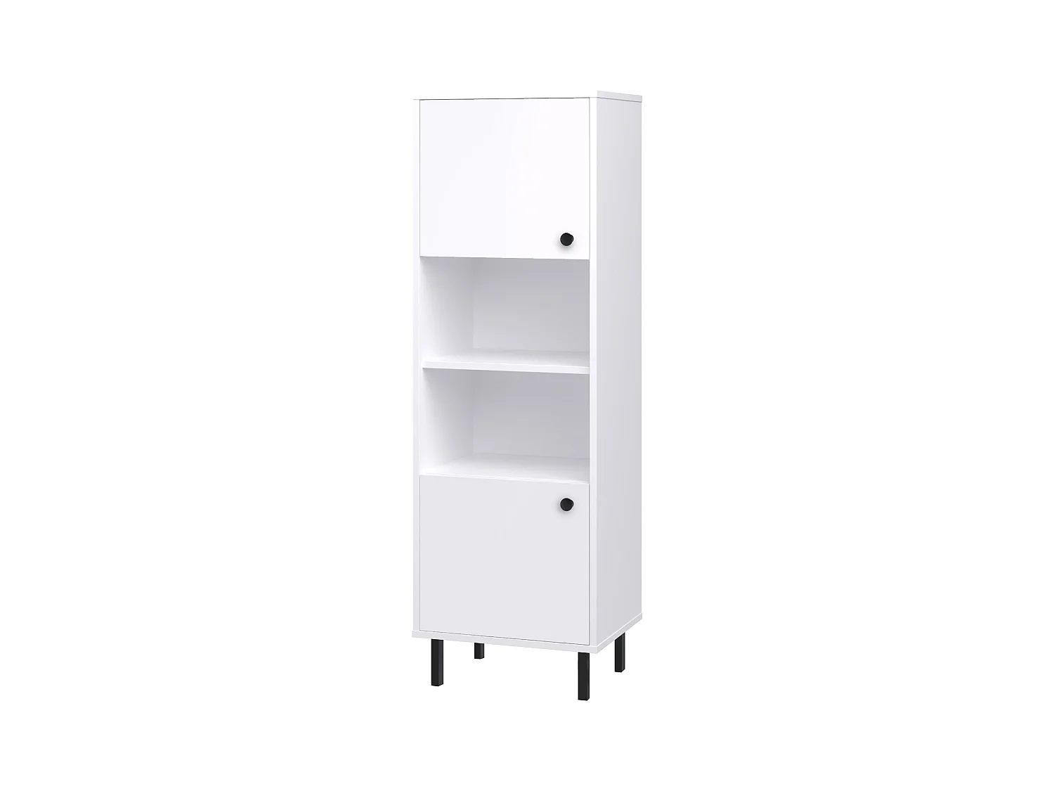 Estantería Columna 153x50x40 cm Color Blanco – Con 2 Puertas y Estantes Abiertos, Diseño Elegante y Funcional para Salón o Despacho