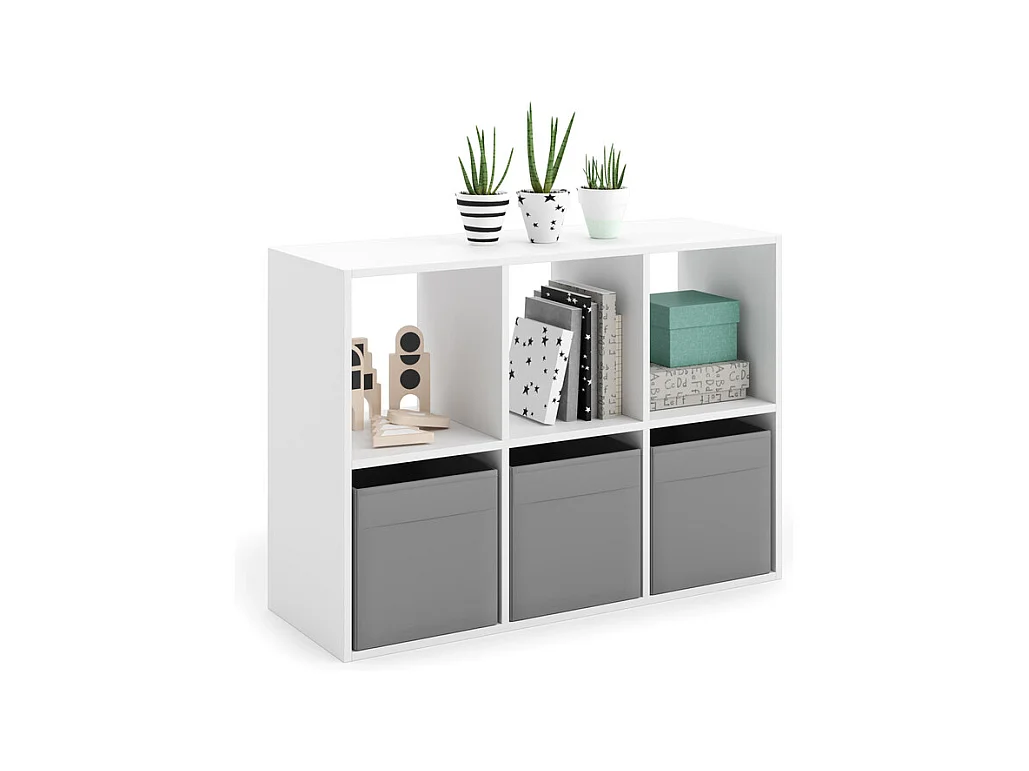 Mueble Estantería 2x3 Blanco – Diseño Nórdico – Ideal para Salón, Dormitorio u Oficina