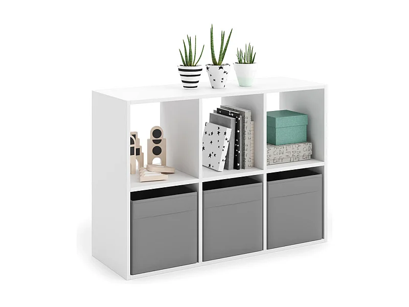 Mueble Estantería 2x3 Blanco – Diseño Nórdico – Ideal para Salón, Dormitorio u Oficina