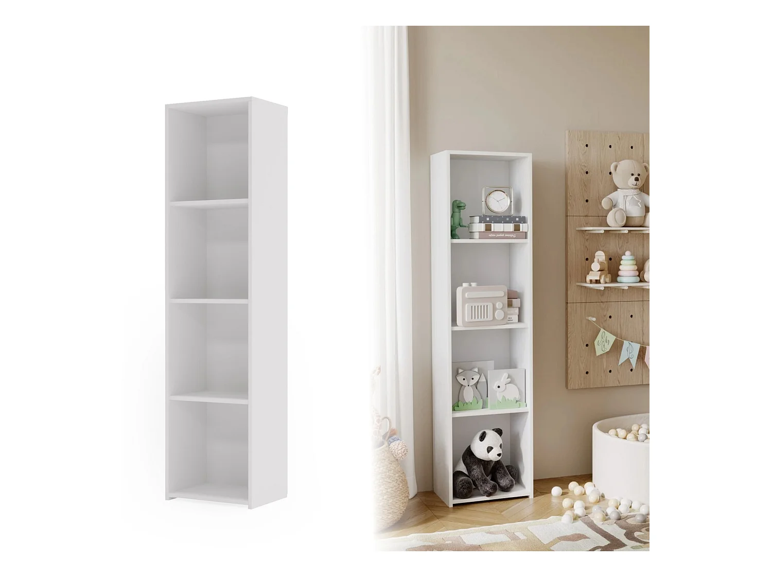 Estantería Librería Blanca 160x40x30 cm – Estilo Escandinavo con Estantes Abiertos, Diseño Moderno y Funcional para Salón, Dormitorio u Oficina