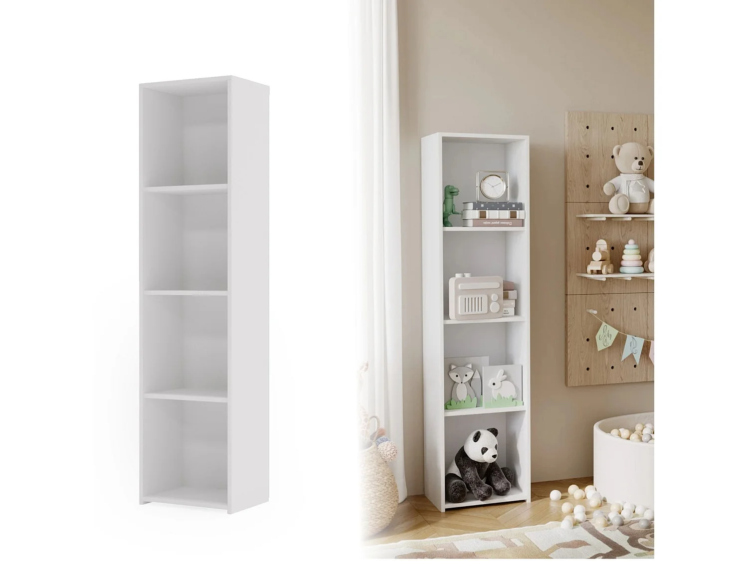 Estantería Librería Blanca 160x40x30 cm – Estilo Escandinavo con Estantes Abiertos, Diseño Moderno y Funcional para Salón, Dormitorio u Oficina