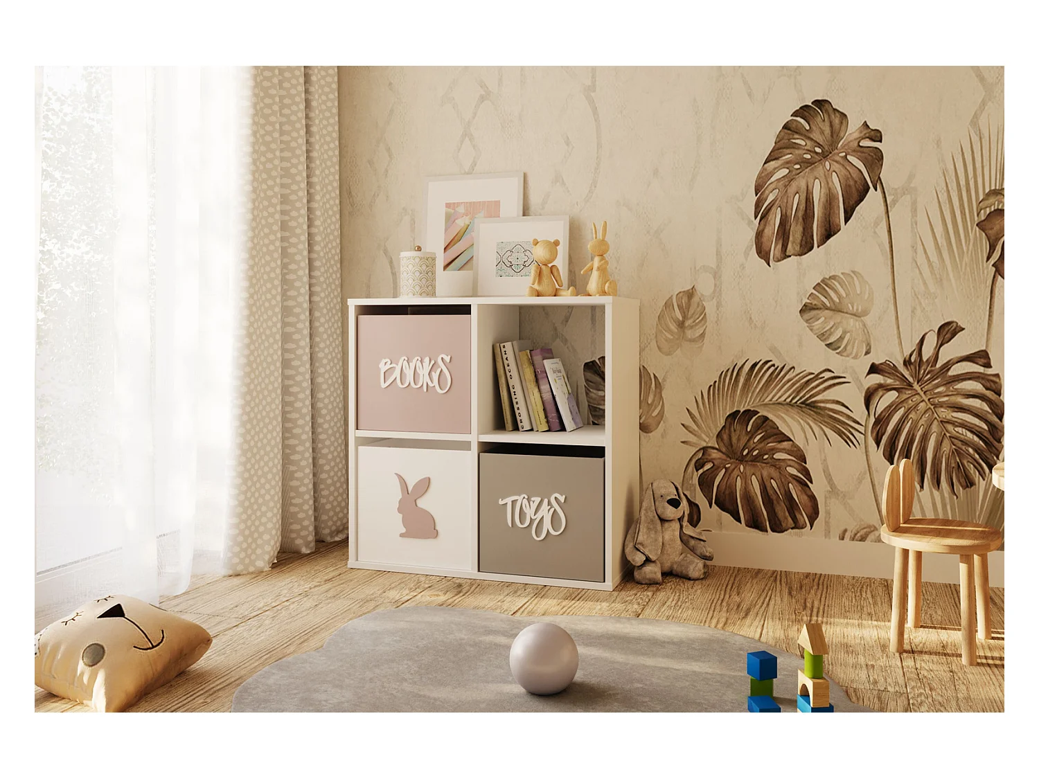 Mueble Estantería 2x2 Blanco – Estilo Nórdico – Ideal para Salón, Dormitorio u Oficina