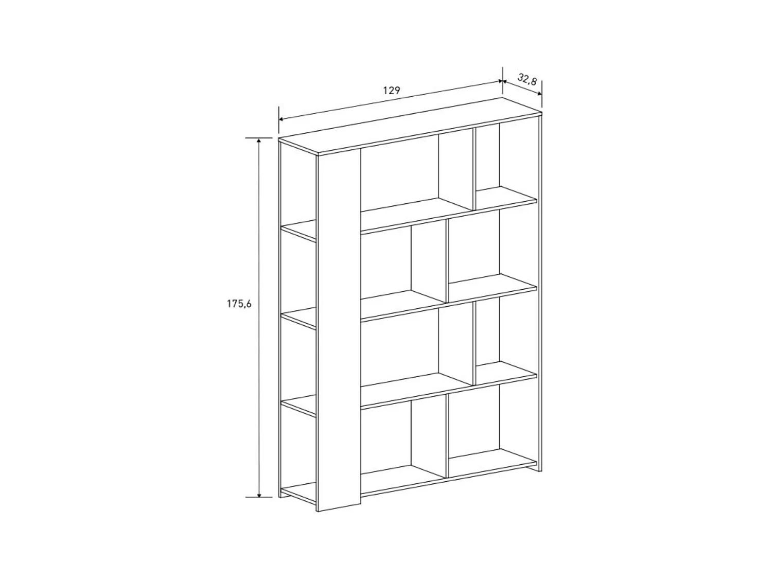 Estantería Decorativa, Librería, Separador Ambientes, Acabado en Color Beige, Medidas: 176 cm (Alto) x 129 cm (Ancho) x 33 cm (Fondo) – Meyvaser