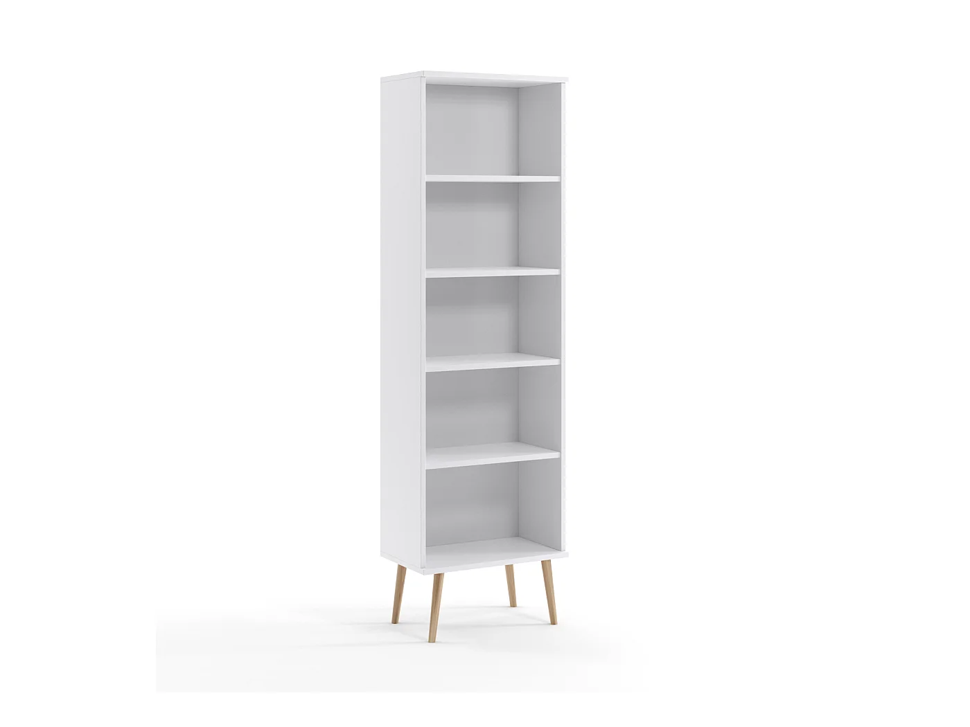 Estantería Escandinava Blanca con Patas de Madera – 180x40x32 cm – Ideal para Salón o Dormitorio