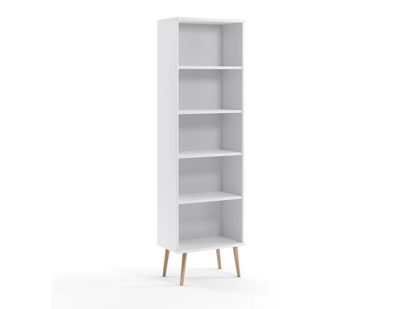Estantería Escandinava Blanca con Patas de Madera – 180x40x32 cm – Ideal para Salón o Dormitorio