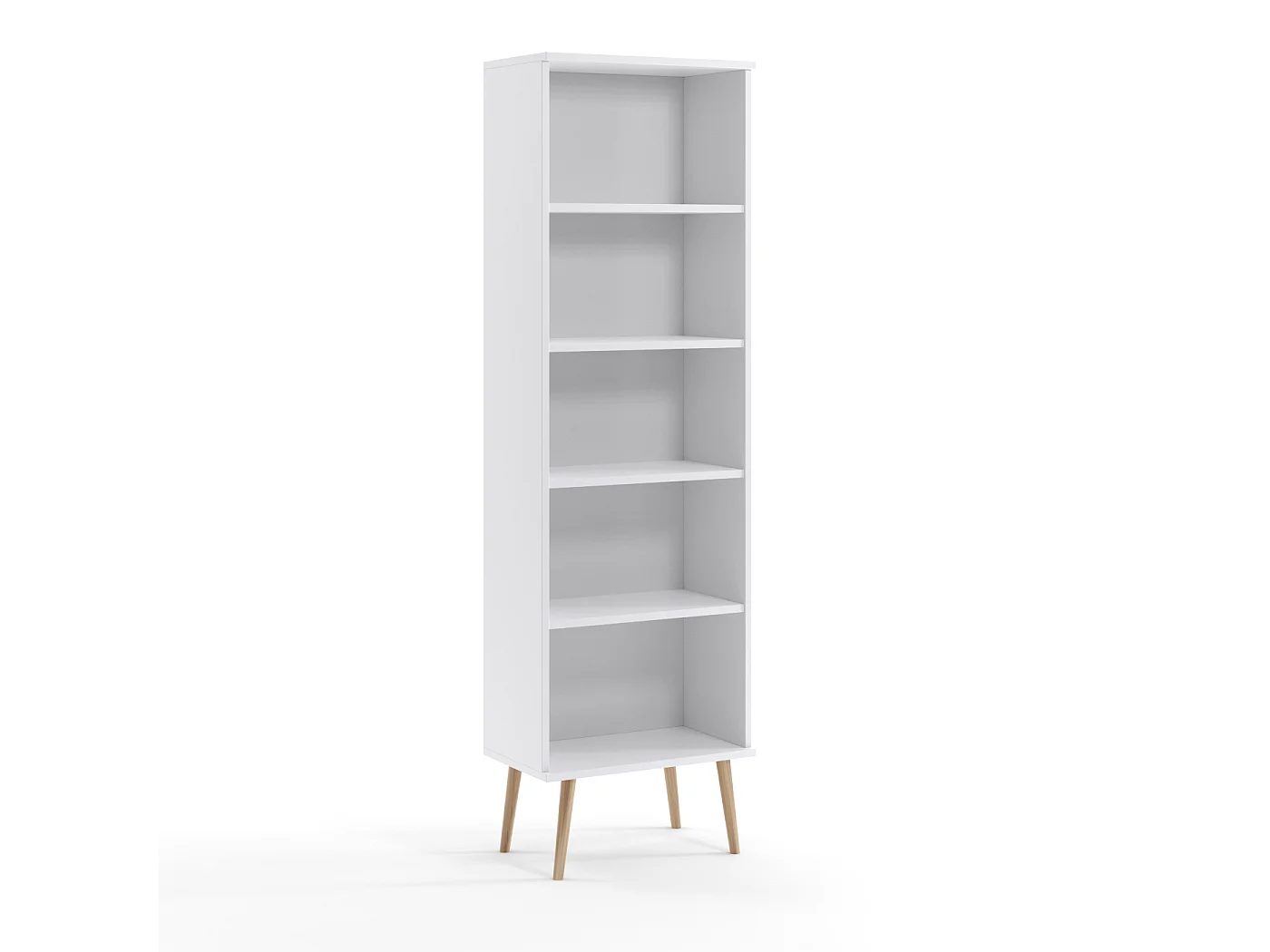 Estantería Escandinava Blanca con Patas de Madera – 180x40x32 cm – Ideal para Salón o Dormitorio