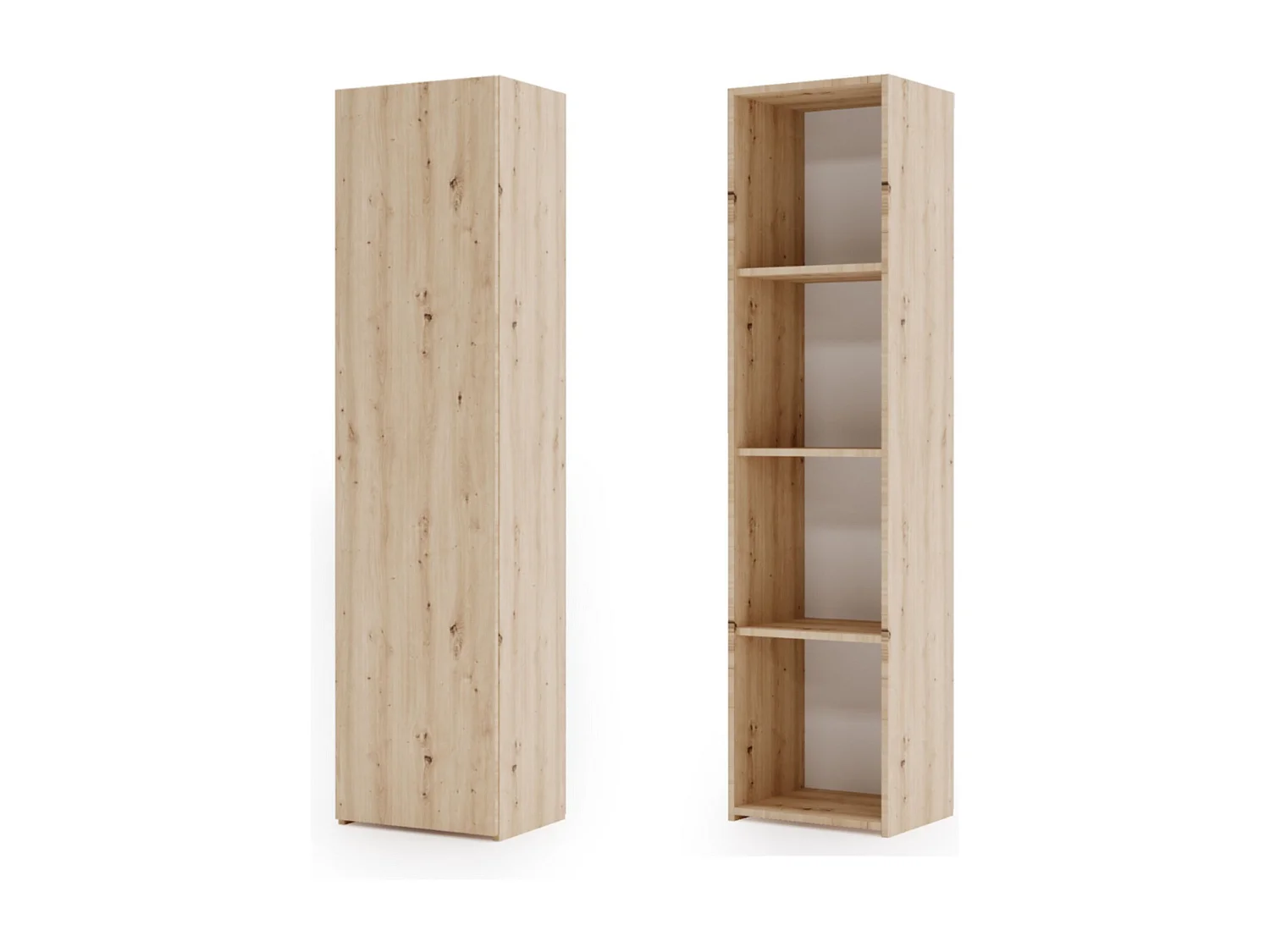 Estantería Librería Con Puerta Roble Artesano 160x40x30 cm – Estilo Escandinavo con Estantes Abiertos, Diseño Moderno y Funcional para Salón