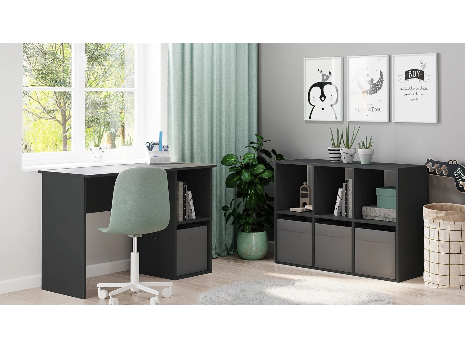 Mueble Estantería 2x3 Gris – Diseño Nórdico – Ideal para Salón, Dormitorio u Oficina