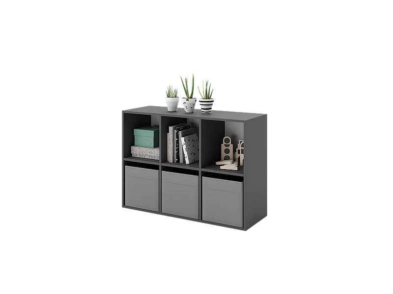 Mueble Estantería 2x3 Gris – Diseño Nórdico – Ideal para Salón, Dormitorio u Oficina