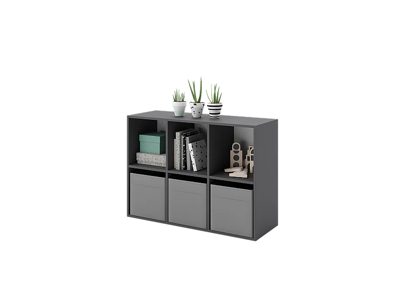Mueble Estantería 2x3 Gris – Diseño Nórdico – Ideal para Salón, Dormitorio u Oficina
