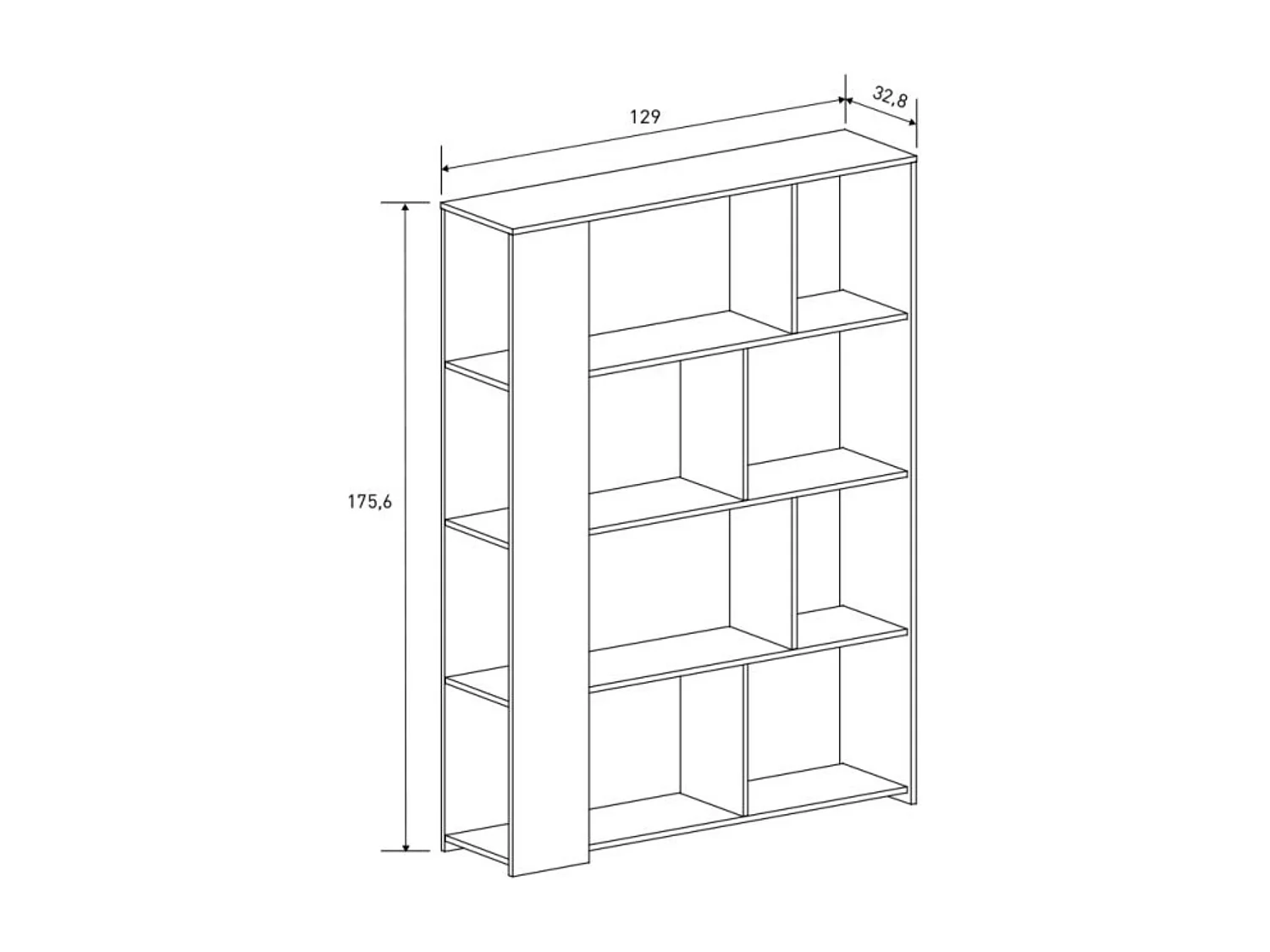 Estantería Decorativa, Librería, Separador Ambientes, Acabado en Color Mauvella, Medidas: 176 cm (Alto) x 129 cm (Ancho) x 32,8 cm (Fondo) – Meyvaser