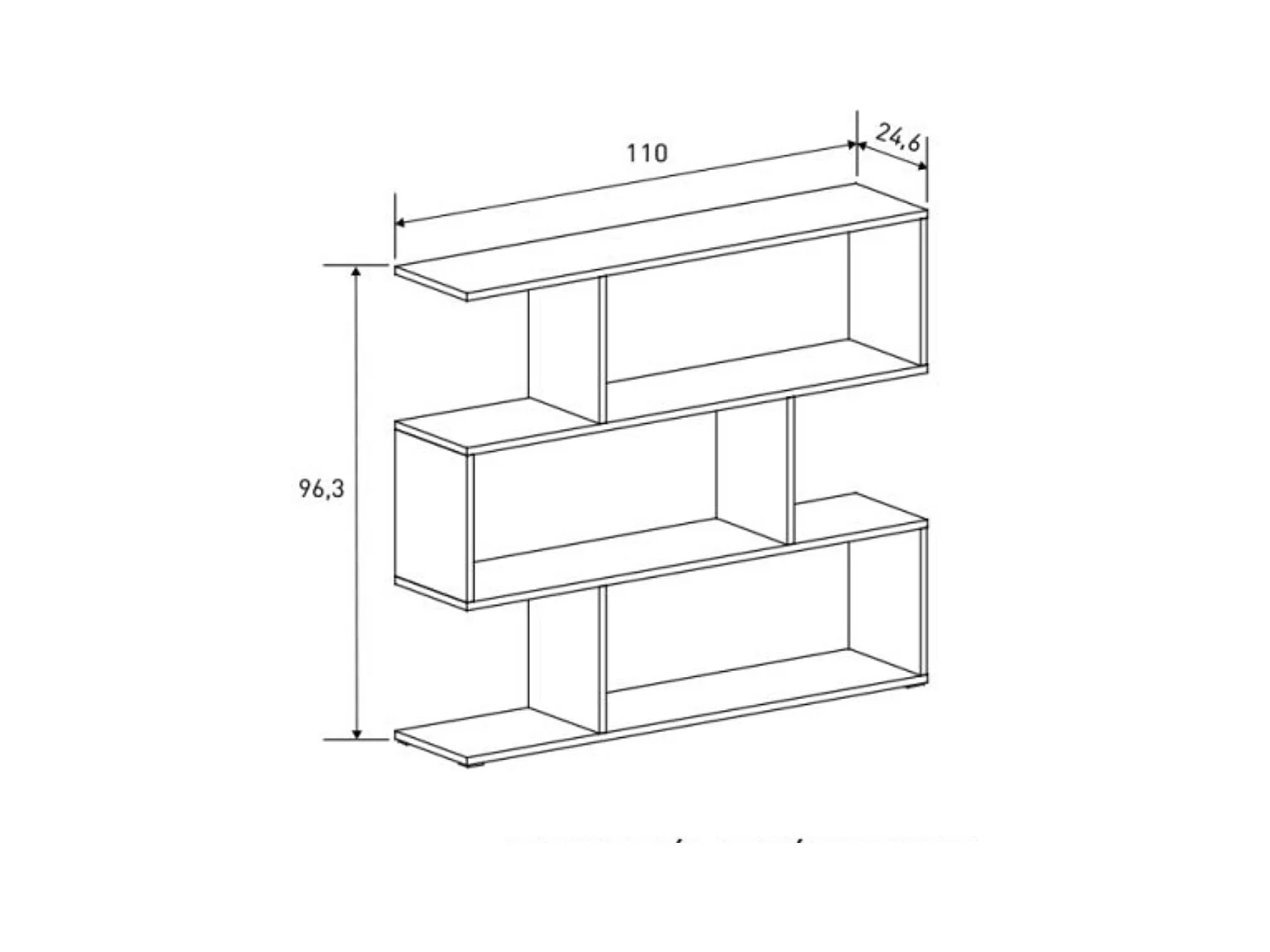 Meyvaser Librería Estantería Asimétrica baja Para Salón de Madera Color Mauvella 96,3x110x24,6 cm