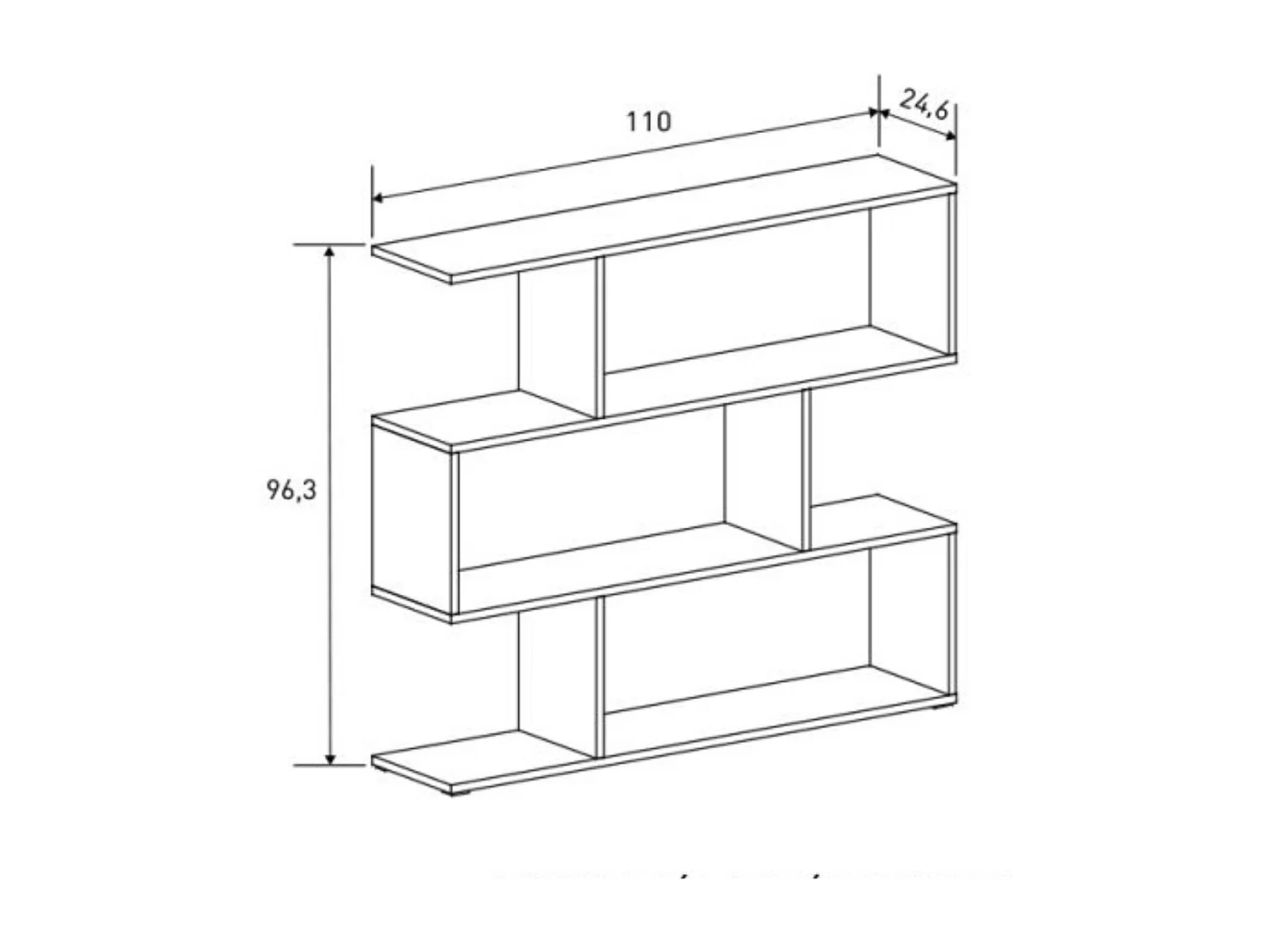Meyvaser Librería Estantería Asimétrica baja Para Salón de Madera Color Mauvella 96,3x110x24,6 cm